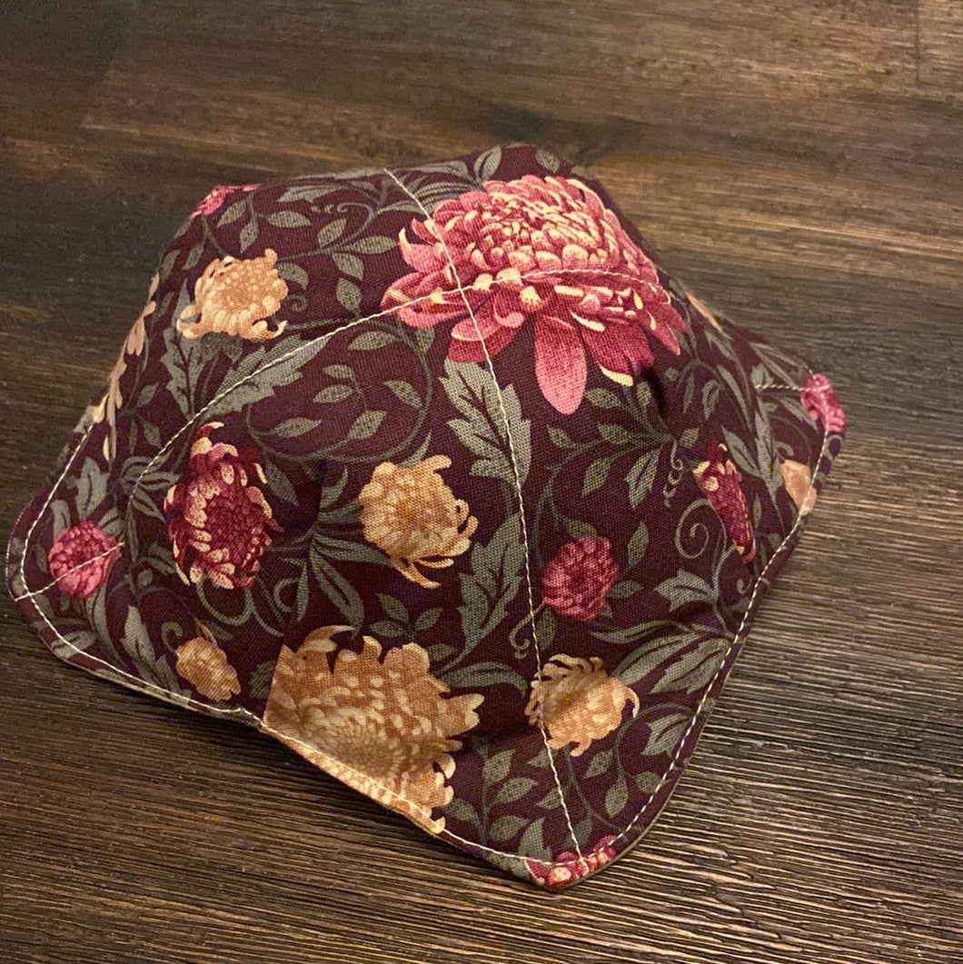 Burgundy Flowers Small (10oz) Bowl Cozy