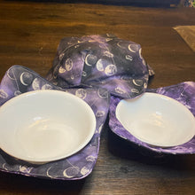 Load image into Gallery viewer, Moon Phases Purple Bowl Cozy Set Sm/Med/Large - Assorted Liner colors
